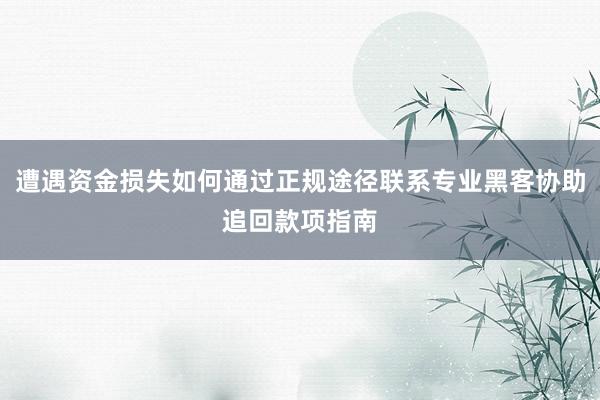 遭遇资金损失如何通过正规途径联系专业黑客协助追回款项指南